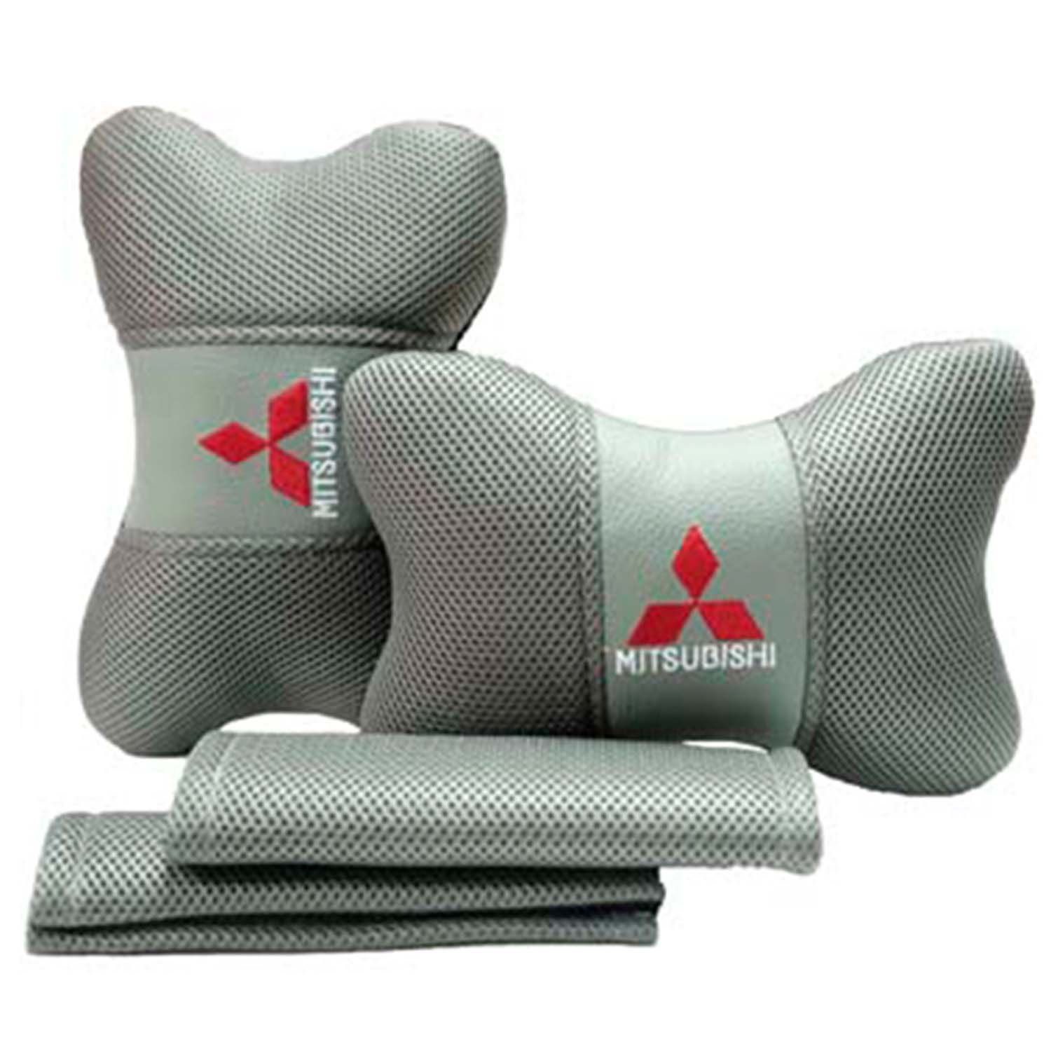Mitsubishi High Quality Headrest Pillows 2 Pieces With Seat Belt Straps 2 Pieces